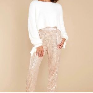 NWT SERRA Gold Champion Sequin Glam Jogger Pants XL